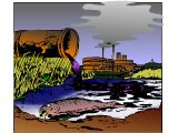 Industrial effluent, killing fish and polluting a river